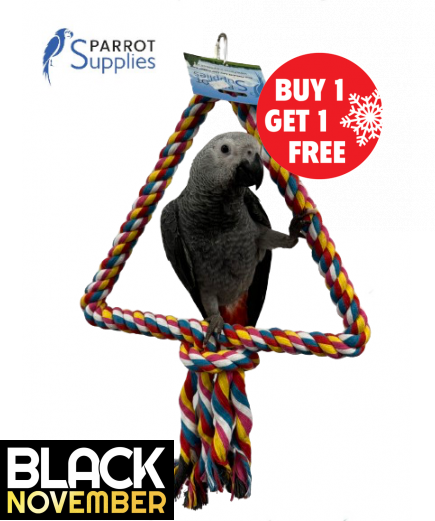 34Cm Medium Triangle Rope Swing Toy Parrot Toy - BOGOF